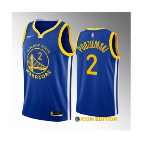 Men's Golden State Warriors 2 Brandin Podziemski Royal 2023 Draft Icon Edition Swingman Stitched Basketball Jersey