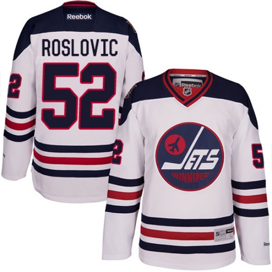 Men's Reebok Winnipeg Jets 52 Jack Roslovic Authentic White 2016 Heritage Classic NHL Jersey