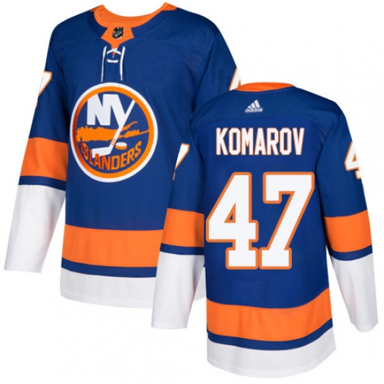 Men's Adidas New York Islanders 47 Leo Komarov Premier Royal Blue Home NHL Jersey