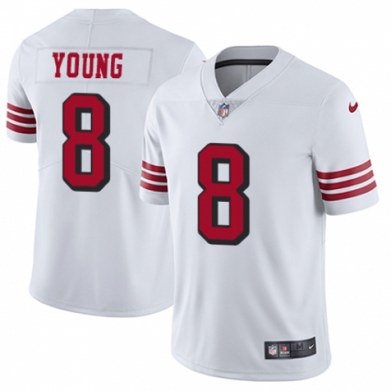 Men's Nike San Francisco 49ers 8 Steve Young Limited White Rush Vapor Untouchable NFL Jersey