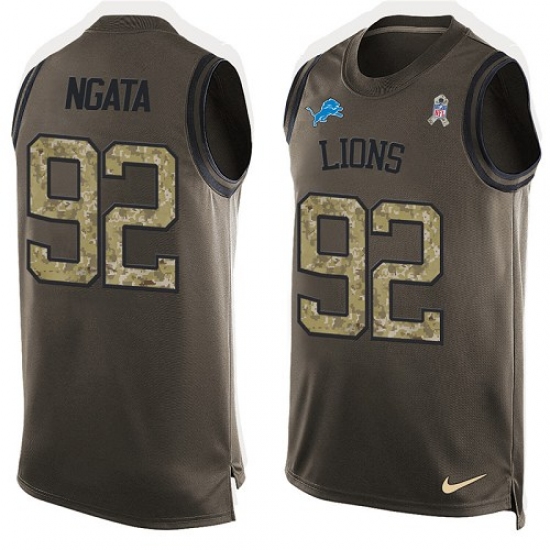 Men's Nike Detroit Lions 92 Haloti Ngata Limited Green Salute to Service Tank Top NFL Jersey