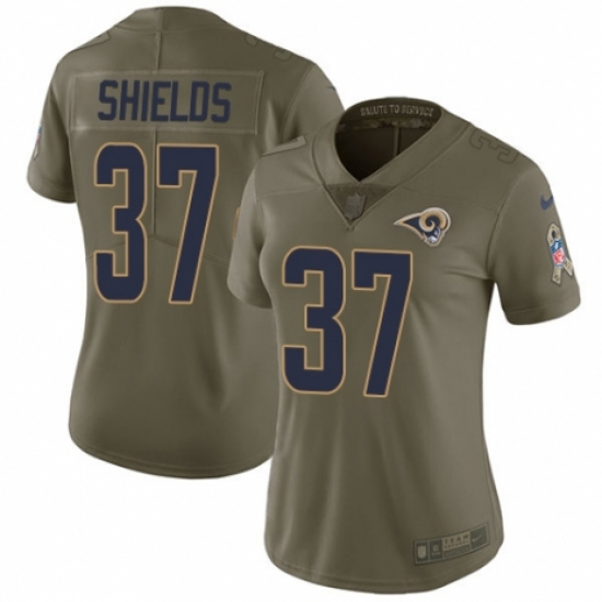 Women's Nike Los Angeles Rams 37 Sam Shields Limited Olive 2017 Salute to Service NFL Jersey