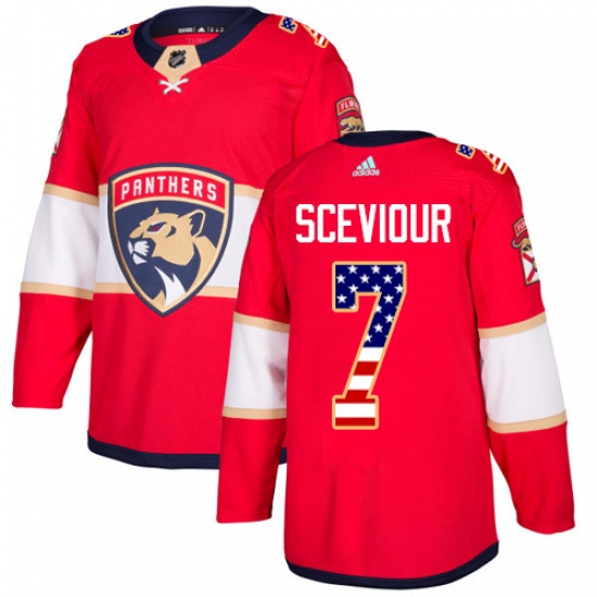 Men's Adidas Florida Panthers 7 Colton Sceviour Authentic Red USA Flag Fashion NHL Jersey
