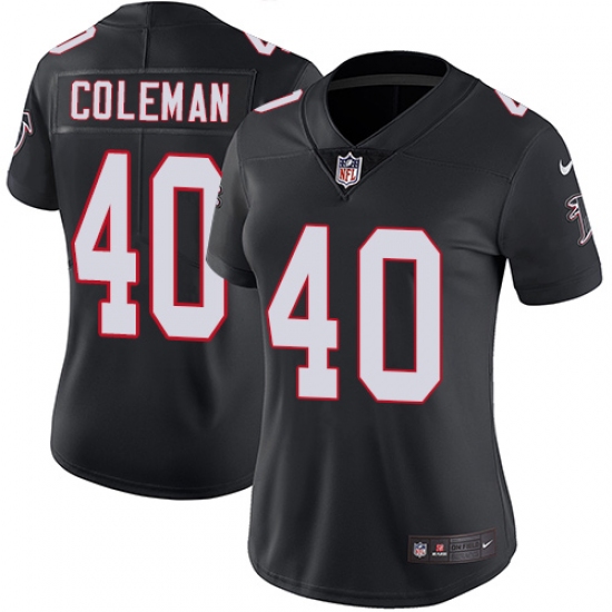 Women's Nike Atlanta Falcons 40 Derrick Coleman Black Alternate Vapor Untouchable Limited Player NFL Jersey