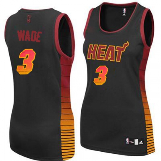 Women's Adidas Miami Heat 3 Dwyane Wade Authentic Black Vibe NBA Jersey