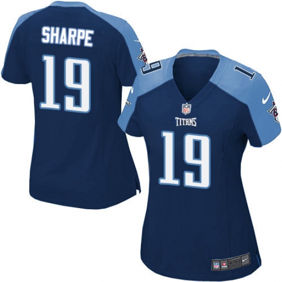 Women's Nike Tennessee Titans 19 Tajae Sharpe Game Navy Blue Alternate NFL Jersey