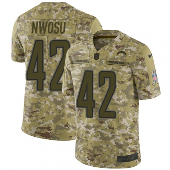 Men's Nike Los Angeles Chargers 42 Uchenna Nwosu Limited Camo 2018 Salute to Service NFL Jersey