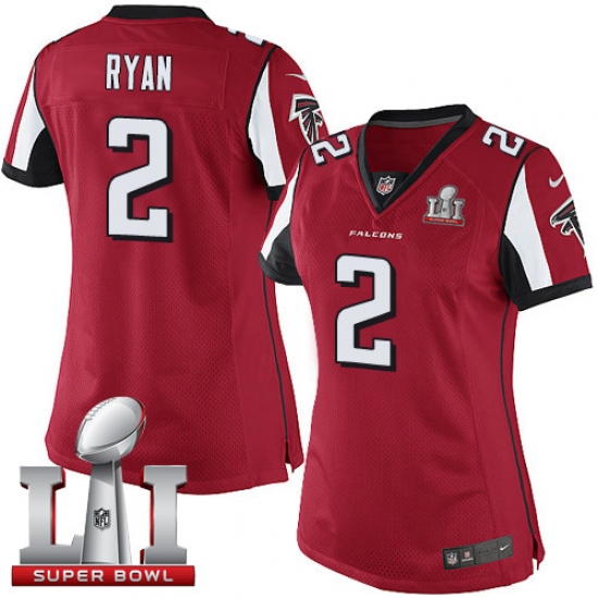 Women's Nike Atlanta Falcons 2 Matt Ryan Red Team Color Super Bowl LI 51 Vapor Untouchable Limited Player NFL Jersey