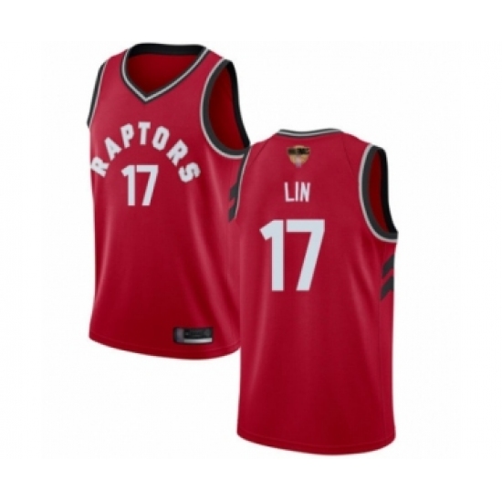 Youth Toronto Raptors 17 Jeremy Lin Swingman Red 2019 Basketball Finals Bound Jersey - Icon Edition