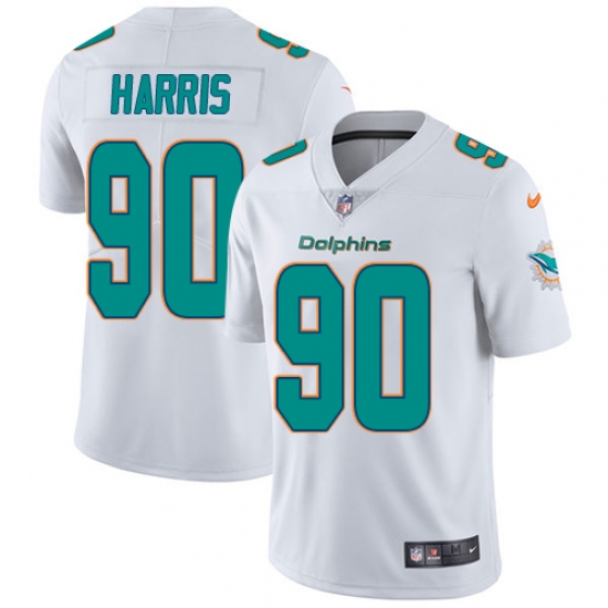 Men's Nike Miami Dolphins 90 Charles Harris White Vapor Untouchable Limited Player NFL Jersey