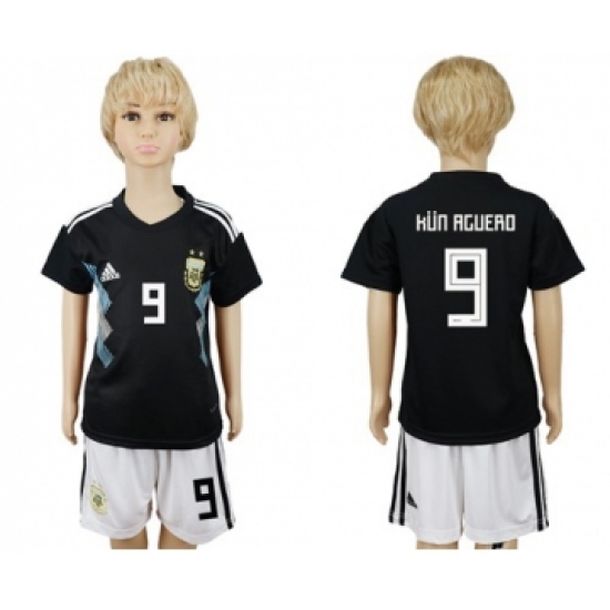 Argentina 9 Kun Aguero Away Kid Soccer Country Jersey