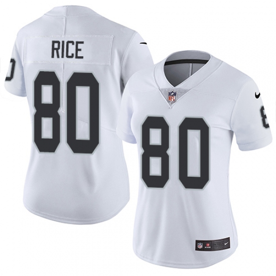 Women's Nike Oakland Raiders 80 Jerry Rice White Vapor Untouchable Limited Player NFL Jersey