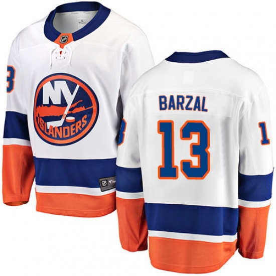 Youth New York Islanders 13 Mathew Barzal Fanatics Branded White Away Breakaway NHL Jersey