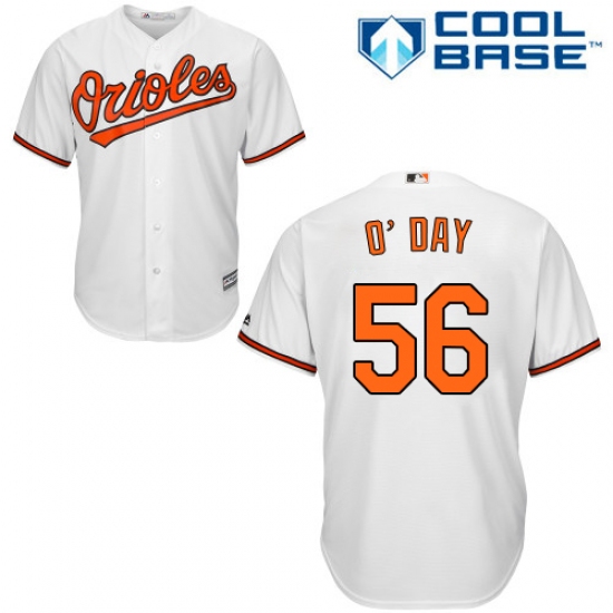 Youth Majestic Baltimore Orioles 56 Darren O'Day Authentic White Home Cool Base MLB Jersey
