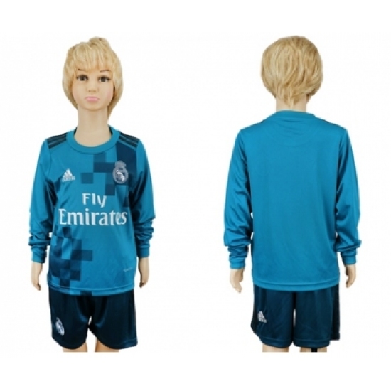 Real Madrid Blank Sec Away Long Sleeves Kid Soccer Club Jersey