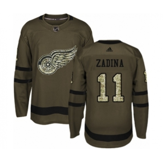Youth Adidas Detroit Red Wings 11 Filip Zadina Premier Green Salute to Service NHL Jersey