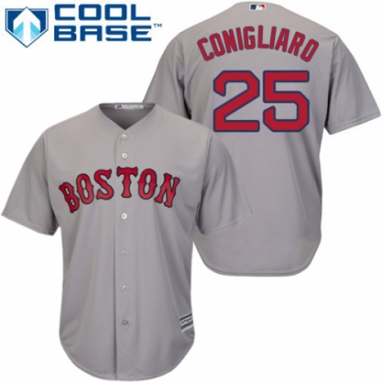 Men's Majestic Boston Red Sox 25 Tony Conigliaro Replica Grey Road Cool Base MLB Jersey