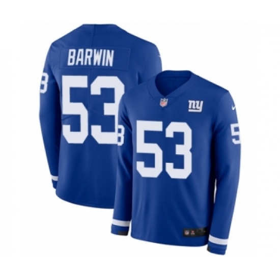 Youth Nike New York Giants 53 Connor Barwin Limited Royal Blue Therma Long Sleeve NFL Jersey