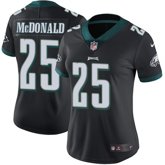 Women's Nike Philadelphia Eagles 25 Tommy McDonald Black Alternate Vapor Untouchable Limited Player NFL Jersey