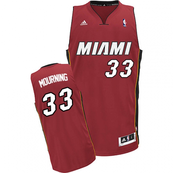 Men's Adidas Miami Heat 33 Alonzo Mourning Swingman Red Alternate NBA Jersey