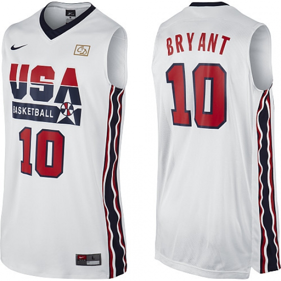 Men's Nike Team USA 10 Kobe Bryant Swingman White 2012 Olympic Retro Basketball Jersey