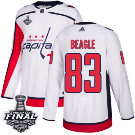 Youth Adidas Washington Capitals 83 Jay Beagle Authentic White Away 2018 Stanley Cup Final NHL Jersey