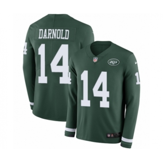 Men's Nike New York Jets 14 Sam Darnold Limited Green Therma Long Sleeve NFL Jersey
