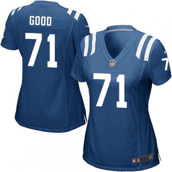 Women's Nike Indianapolis Colts 71 Denzelle Good Game Royal Blue Team Color NFL Jersey