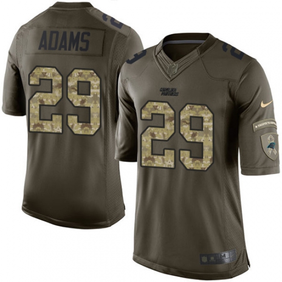 Men's Nike Carolina Panthers 29 Mike Adams Elite Green Salute to Service NFL Jersey