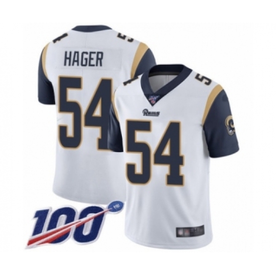 Men's Los Angeles Rams 54 Bryce Hager White Vapor Untouchable Limited Player 100th Season Football Jersey