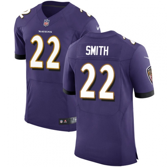 Men's Nike Baltimore Ravens 22 Jimmy Smith Elite Purple Team Color NFL Jersey