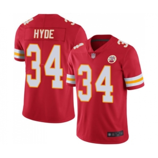 Youth Kansas City Chiefs 34 Carlos Hyde Red Team Color Vapor Untouchable Limited Player Football Jersey