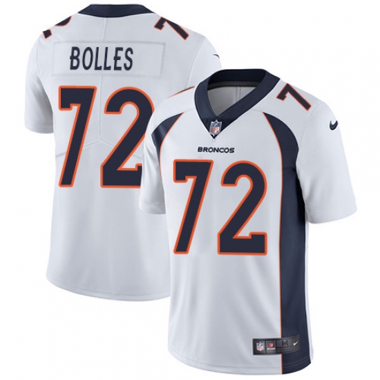 Men's Nike Denver Broncos 72 Garett Bolles White Vapor Untouchable Limited Player NFL Jersey