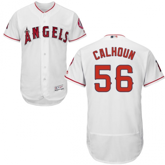 Men's Majestic Los Angeles Angels of Anaheim 56 Kole Calhoun White Home Flex Base Authentic Collection MLB Jersey