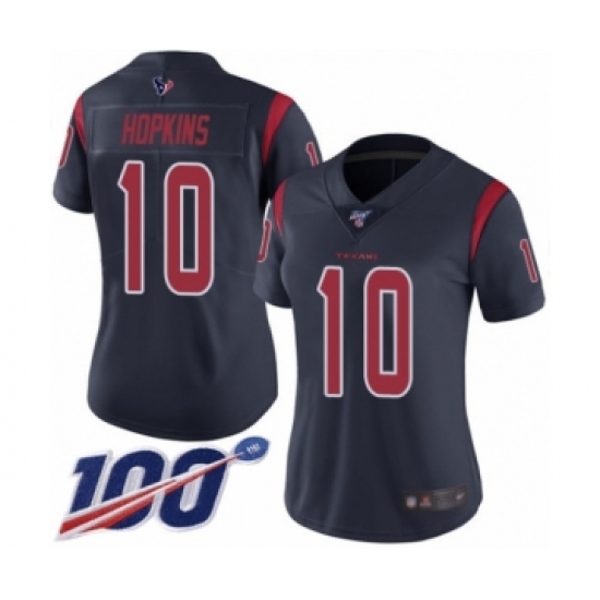 Women's Nike Houston Texans 10 DeAndre Hopkins Limited Navy Blue Rush Vapor Untouchable 100th Season NFL Jersey