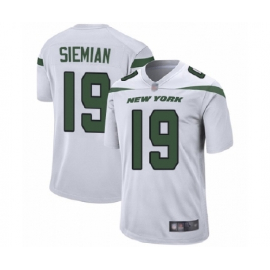 Men's New York Jets 19 Trevor Siemian Game White Football Jersey