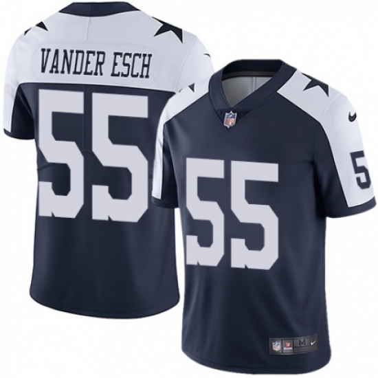 Youth Nike Dallas Cowboys 55 Leighton Vander Esch Navy Blue Throwback Alternate Vapor Untouchable Limited Player NFL Jersey