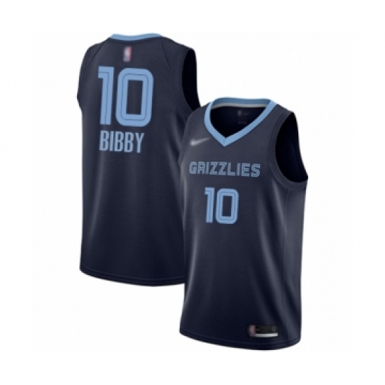 Men's Memphis Grizzlies 10 Mike Bibby Authentic Navy Blue Finished Basketball Jersey - Icon Edition