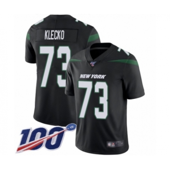 Men's New York Jets 73 Joe Klecko Black Alternate Vapor Untouchable Limited Player 100th Season Football Jersey