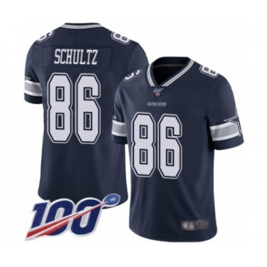 Men's Dallas Cowboys 86 Dalton Schultz Navy Blue Team Color Vapor Untouchable Limited Player 100th Season Football Jersey