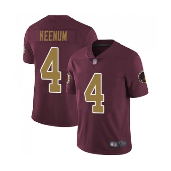 Men's Washington Redskins 4 Case Keenum Burgundy Red Gold Number Alternate 80TH Anniversary Vapor Untouchable Limited Player Football Jerseys