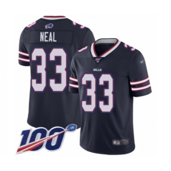 Men's Buffalo Bills 33 Siran Neal Limited Navy Blue Inverted Legend 100th Season Football Jersey