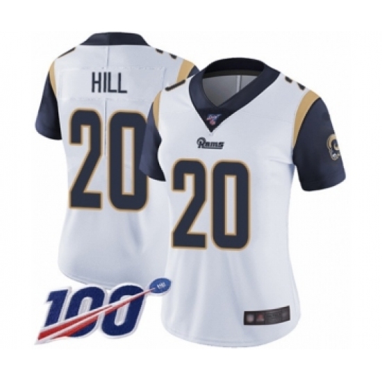Women's Los Angeles Rams 20 Troy Hill White Vapor Untouchable Limited Player 100th Season Football Jersey