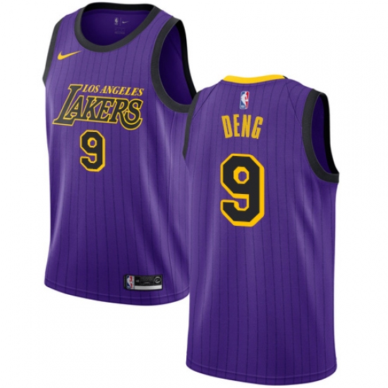 Youth Nike Los Angeles Lakers 9 Luol Deng Swingman Purple NBA Jersey - City Edition