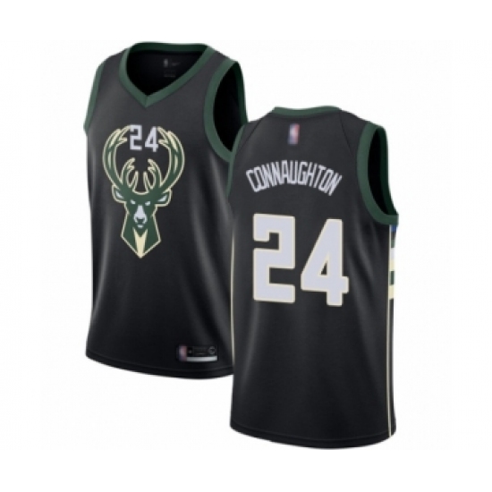 Men's Milwaukee Bucks 24 Pat Connaughton Authentic Black Basketball Jersey - Statement Edition