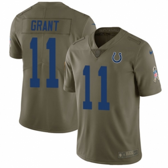 Youth Nike Indianapolis Colts 11 Ryan Grant Limited Olive 2017 Salute to Service NFL Jersey