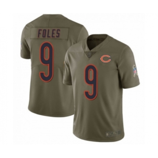 Women's Chicago Bears 9 Nick Foles Salute to Service Green Limited Jersey