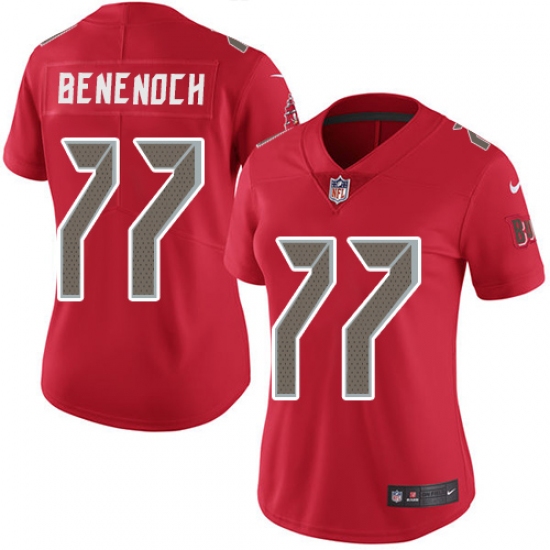 Women Nike Tampa Bay Buccaneers 77 Caleb Benenoch Limited Red Rush Vapor Untouchable NFL Jersey