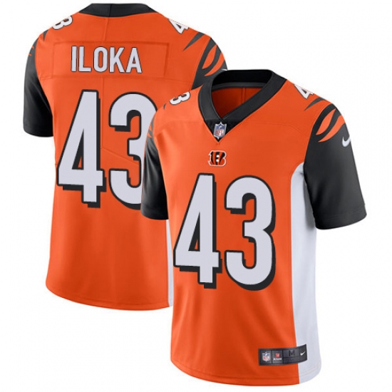 Men's Nike Cincinnati Bengals 43 George Iloka Vapor Untouchable Limited Orange Alternate NFL Jersey