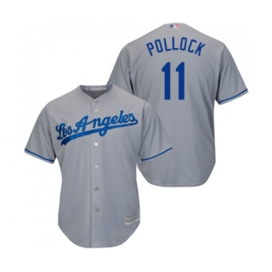 Youth Los Angeles Dodgers 11 A. J. Pollock Authentic Grey Road Cool Base Baseball Jersey